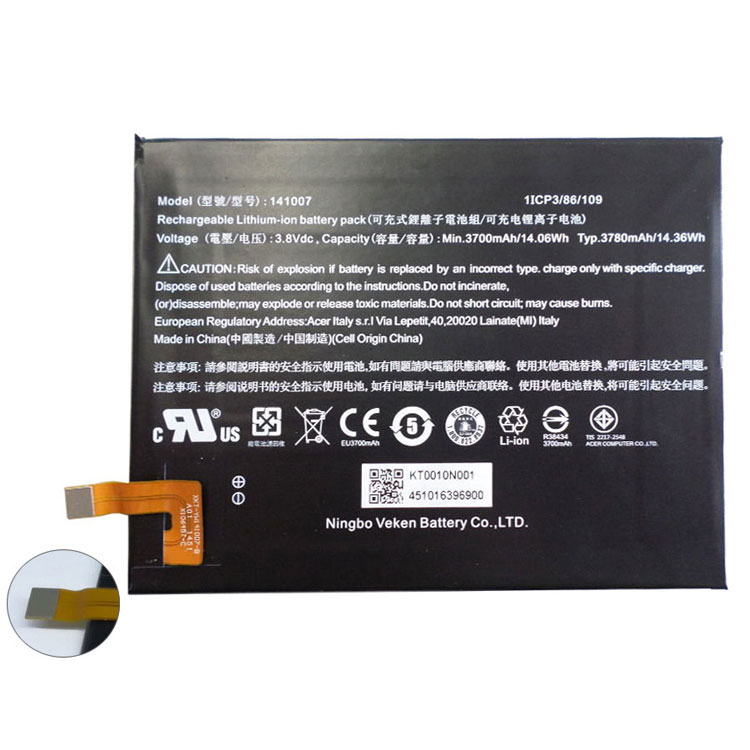Replacement Battery for ACER 1ICP3/86/109 battery